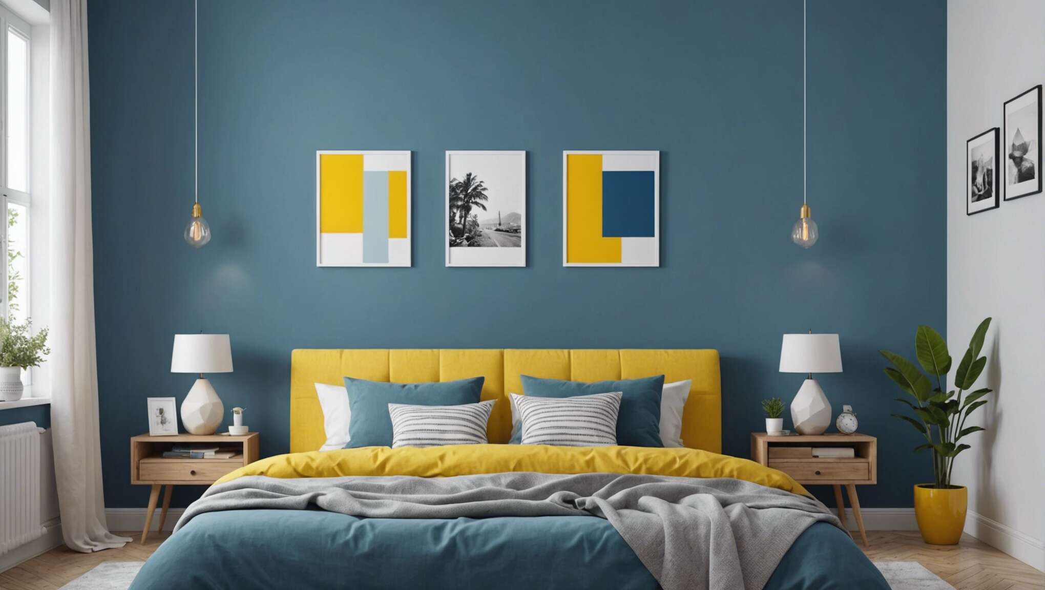 Nos conseils par pièce : harmoniser couleurs bleu et jaune dans votre chambre