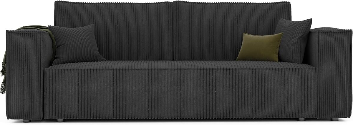 Test du canapé convertible GREKPOL 3 places en velours côtelé noir