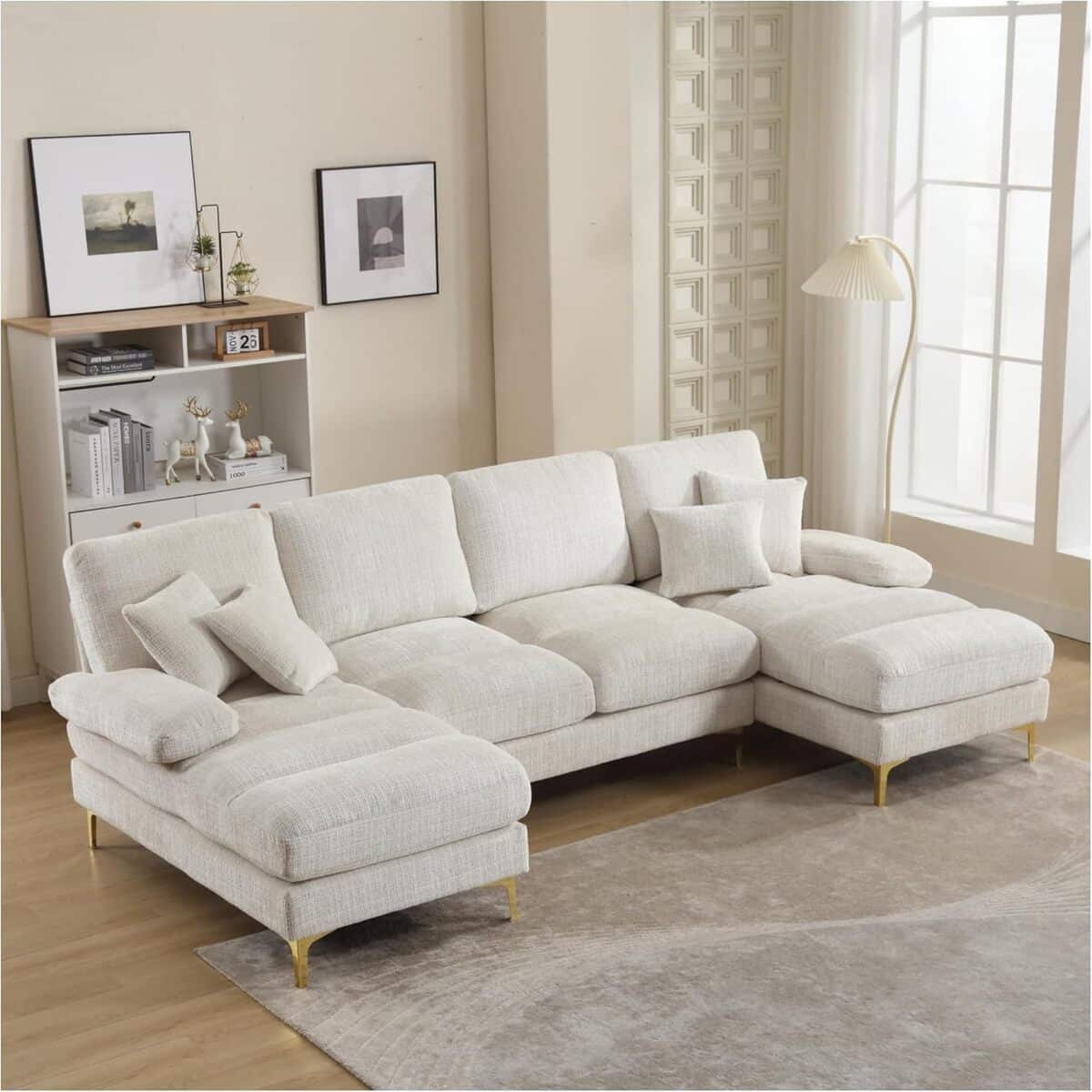 Test : canapé sectionnel Sapgaks 4 places en tissu chenille beige