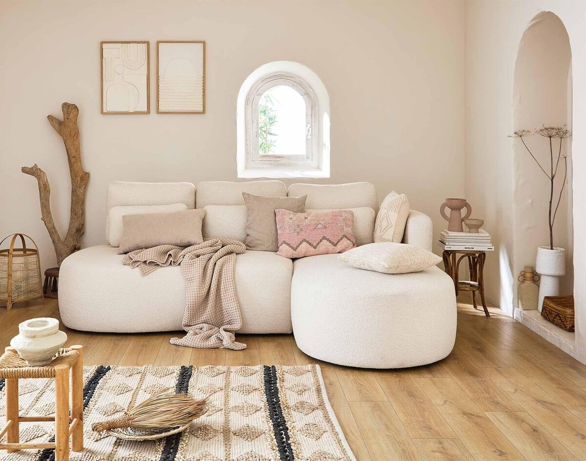 Test du canapé d'angle Lisa Design Mahina en tissu bouclette