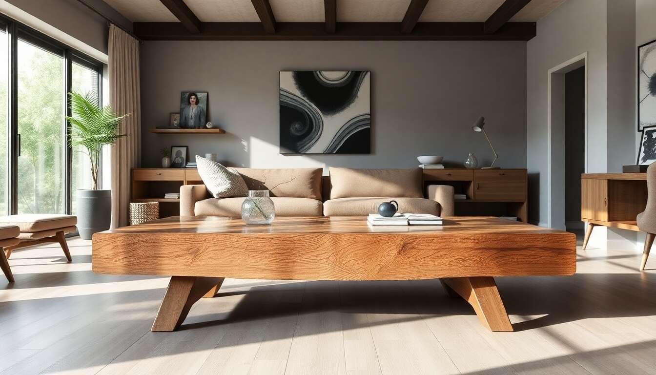 Avis sur la table basse Iova-Moebel en chêne sauvage et résine époxy