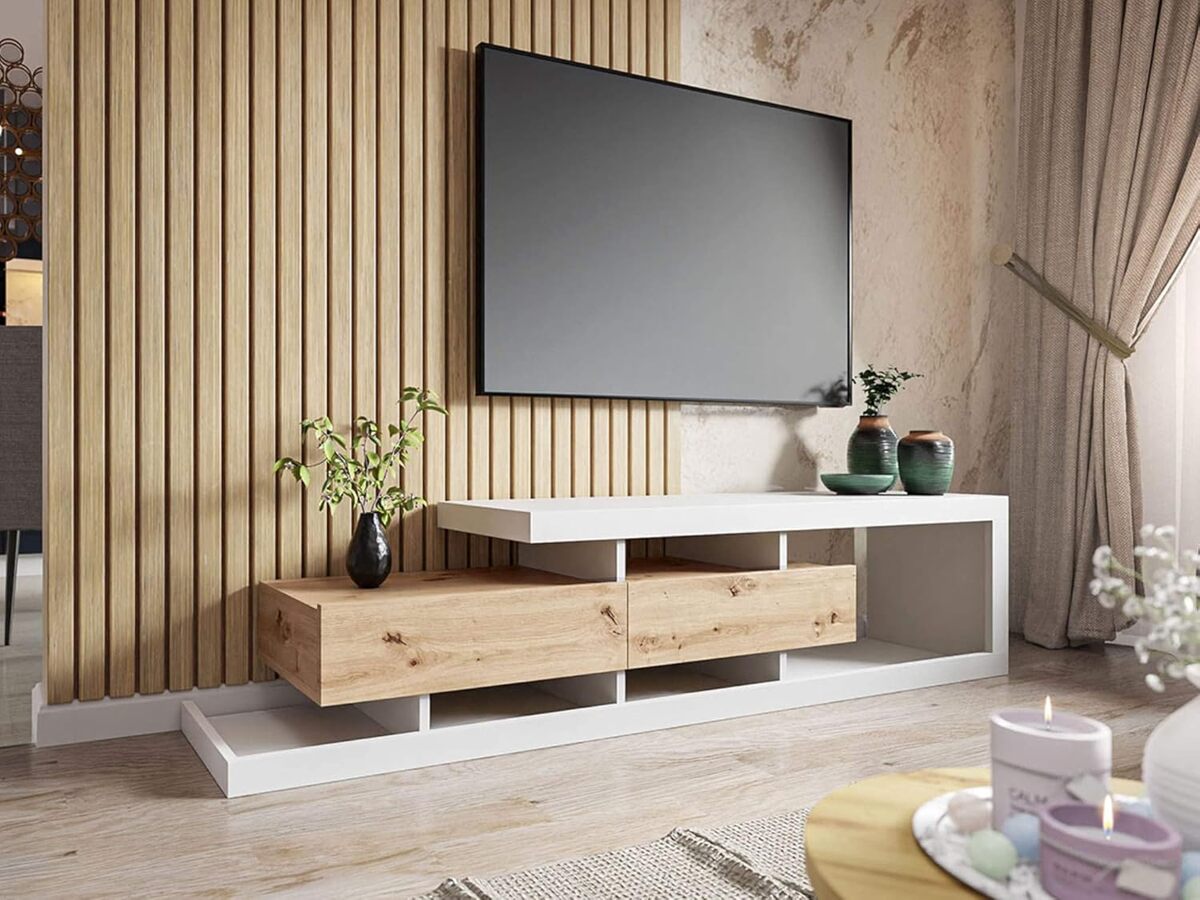 Test du meuble TV Olga : design scandinave et rangement optimisé