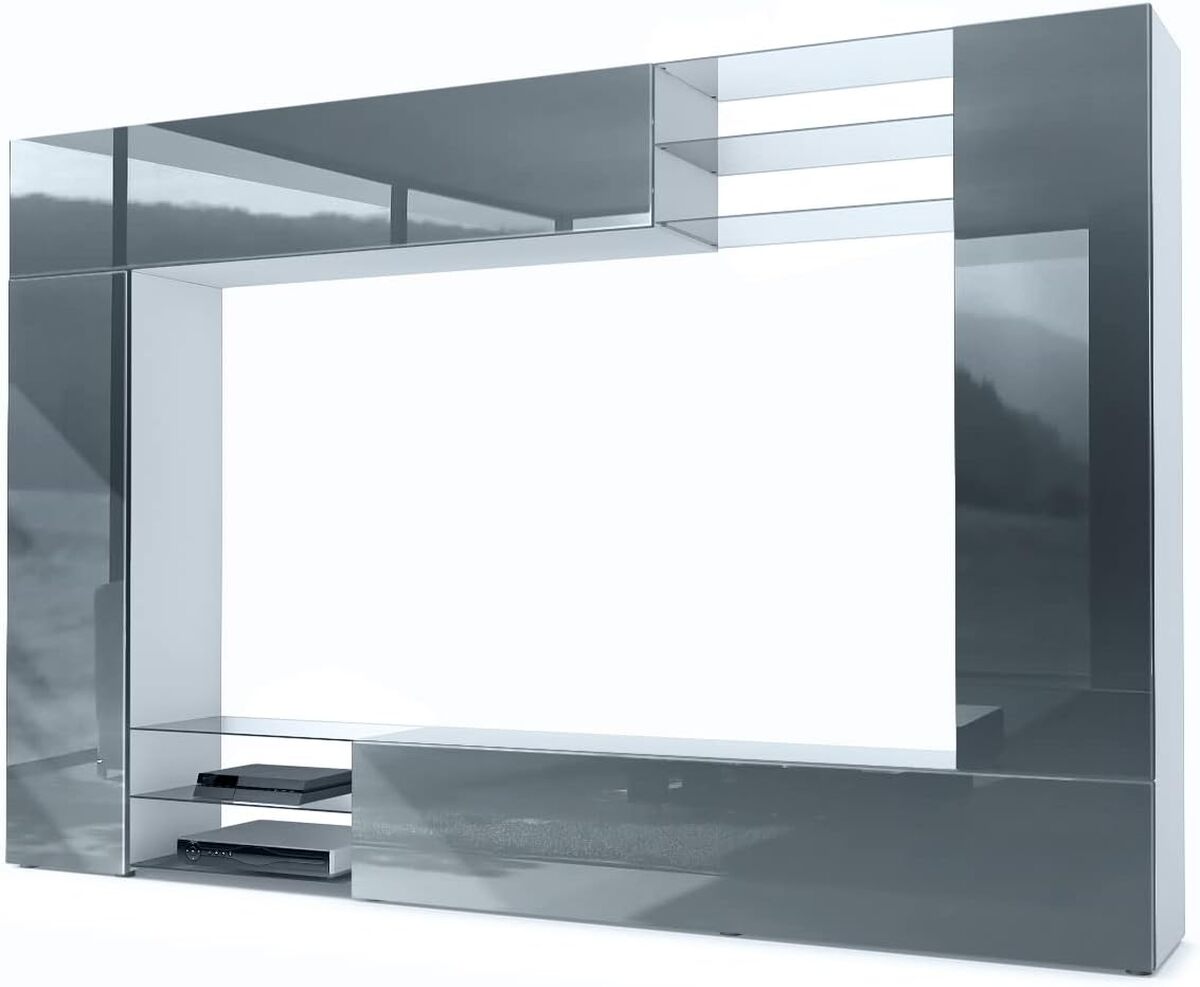 Test du meuble TV Vladon Mirage : design moderne et fonctionnalité avec étagères en verre