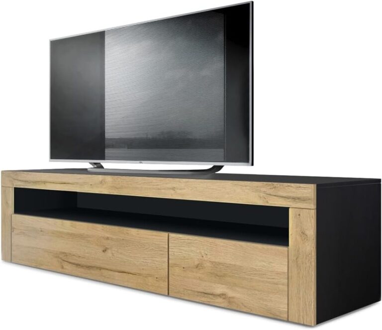 Meuble TV Leomark Classic Duo - 99,5x39,5cm - Blanc Et Chêne - 2 Tiroirs
