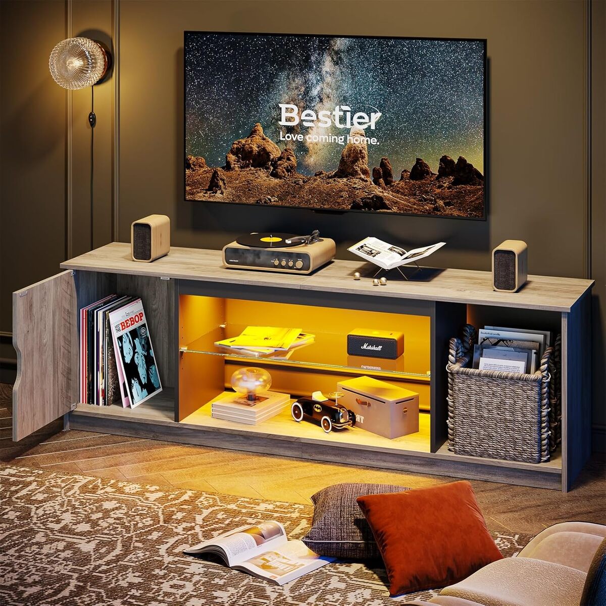 Test du support TV Bestier LED 148 cm avec armoire pour PS5