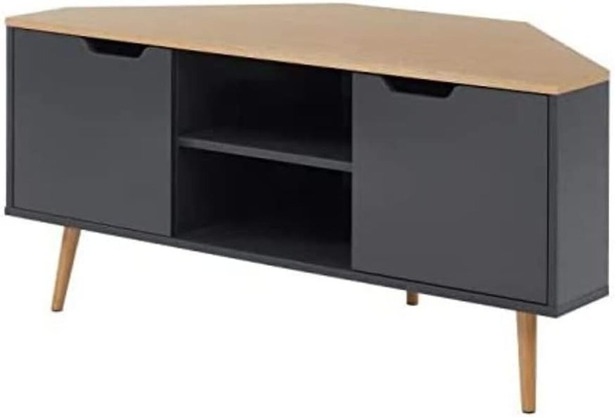 Test meuble TV BAÏTA : chêne et gris anthracite L115cm