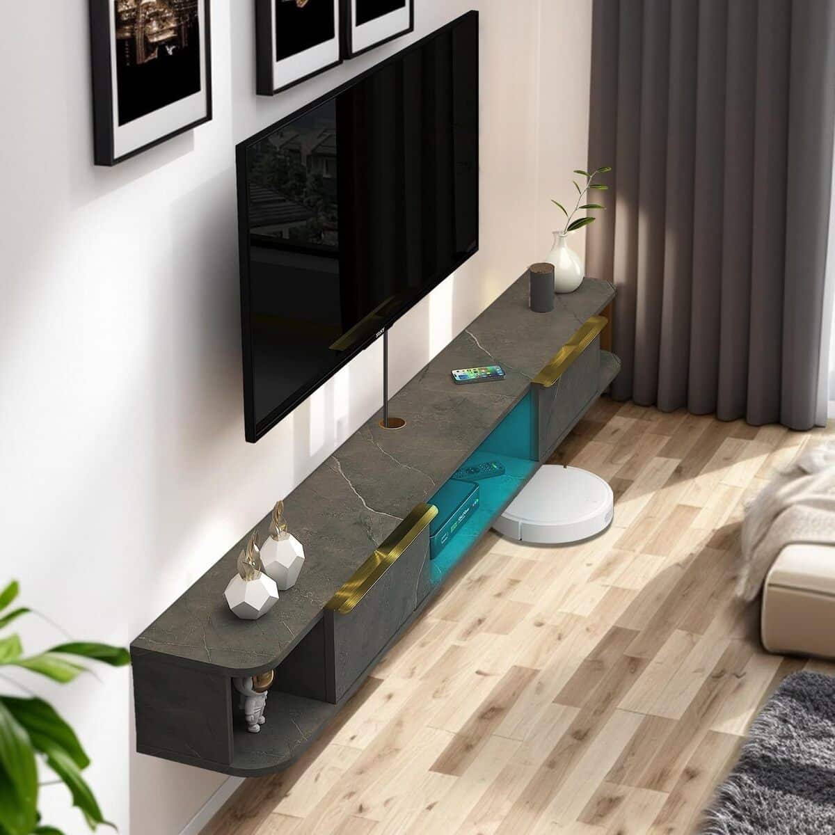 Test : meuble TV suspendu Pmnianhua, design 160cm blanc