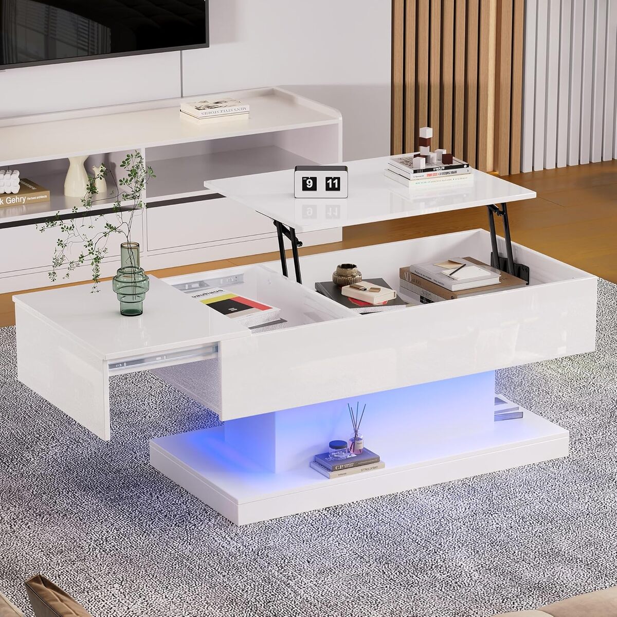 Test : table basse BTM avec plateau relevable et LED