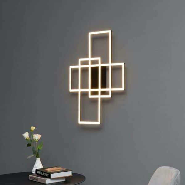 KOSILUM - Plafonnier ou applique LED dimmable futuriste triple rectangle - Eli - Lumière Blanc Chaud Eclairage Salon Chambre Cuisine Couloir - 40W - 4000 lm - LED intégrée - IP20