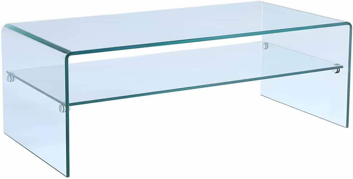 Avis sur la table basse Stileos : design à double plateau en verre trempé