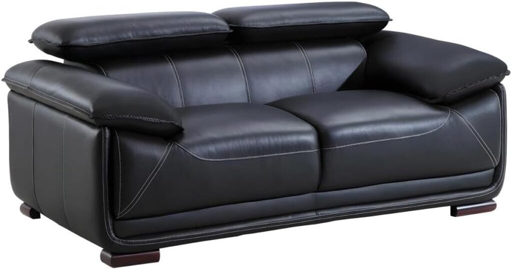 Avis sur le canapé 2 places en cuir noir MACELO de Vente-unique