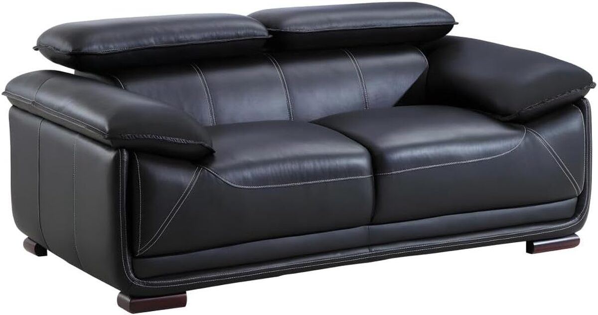 Avis sur le canapé 2 places en cuir noir MACELO de Vente-unique