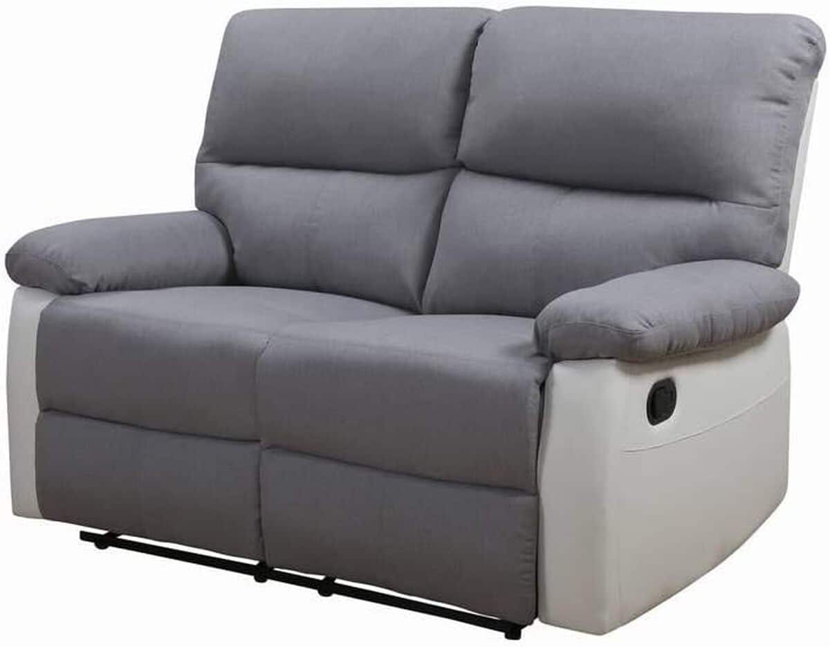 Test : canapé relax Lincoln 2 places blanc et gris clair