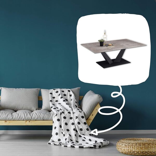 Stella Trading Gisele avec Surface en céramique et Structure en métal, Table Basse de qualité pour Votre Salon, Gris/Anthracite, 120 x 40 x 80 cm