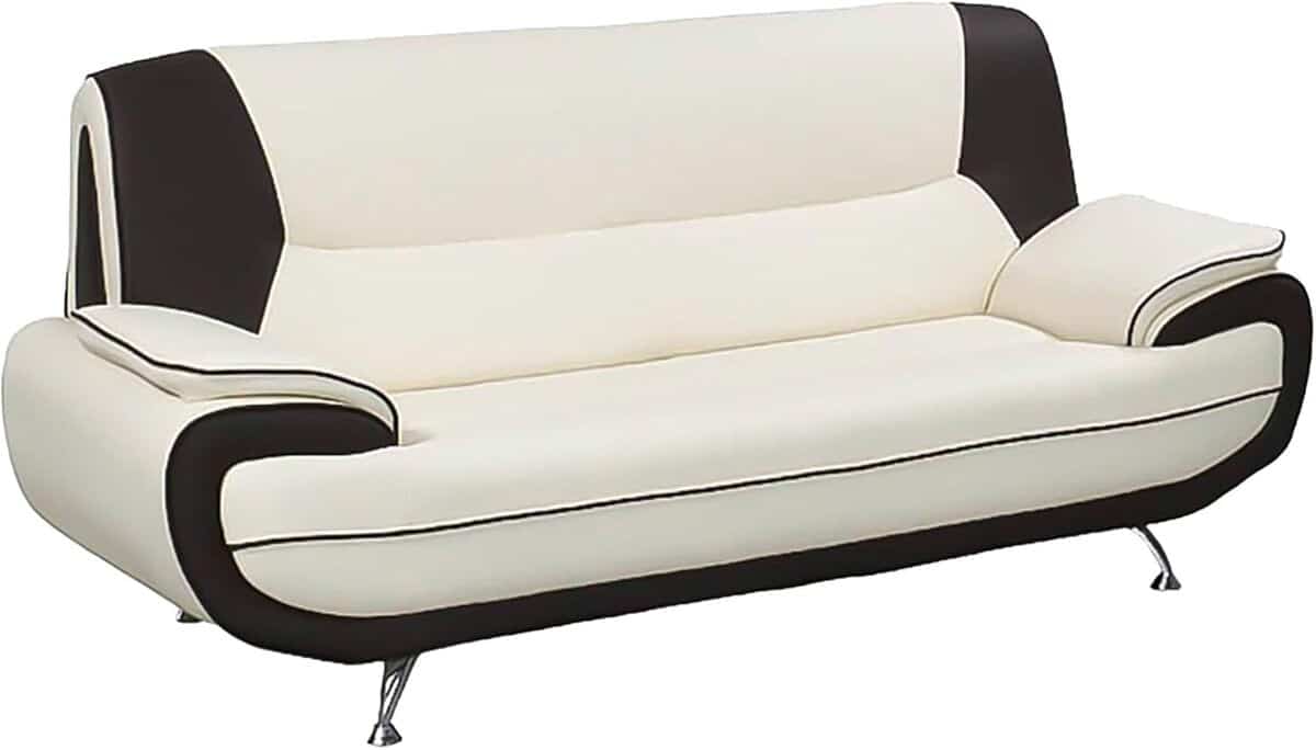 Avis : canapé MUZA 3 places en simili cuir blanc et noir