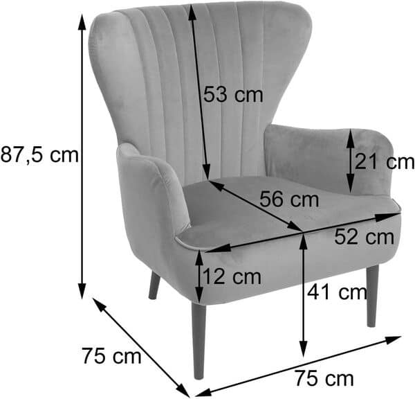 Mendler Fauteuil Lounge HWC-K37 Velours Taupe