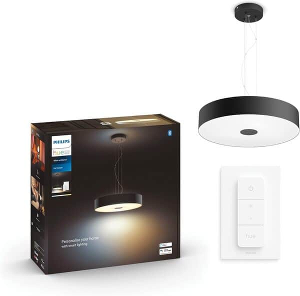 Philips Hue White Ambiance FAIR Suspension 39W - Noir (télécommande incluse), Compatible Bluetooth, fonctionne avec Alexa, Google Assistant et Apple Homekit