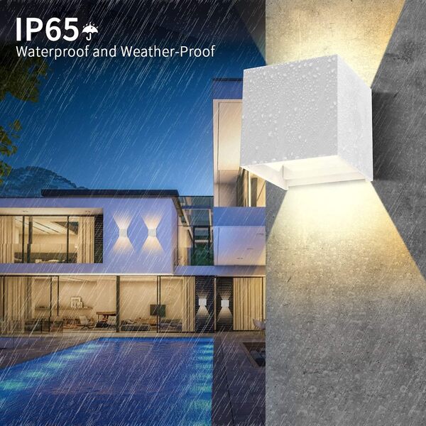 ledmo 8 Pièces Applique Murale LED Exterieur 12W, Lampe Mural Interieur 3000K Blanc Chaud Design Etanche IP65 [Classe énergétique F]