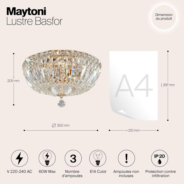 MAYTONI DECORATIVE LIGHTING Plafonnier extravagant, au design élégant, magnifique, style baroque, rond, E14 3 x 60W 220V [Classe énergétique G]