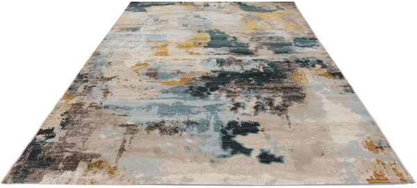 RugVista Arty Mind Tapis Moderne, 160x230 cm, Rectangulaire, Poil Court, Nettoyage à Sec, Salon, Salle de séjour, Chambre, Salle à Manger, Beige/Foncé Gris