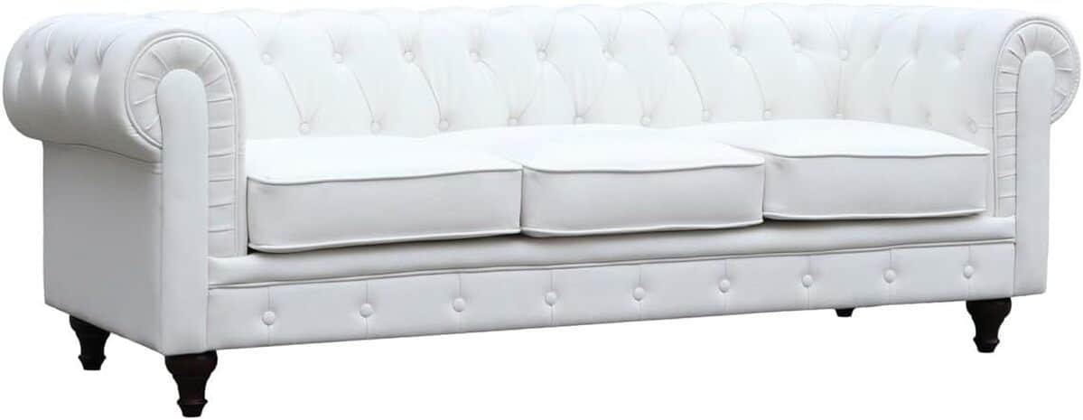 Avis : canapé Chesterfield Aliza 3 places blanc par Habitat et Jardin