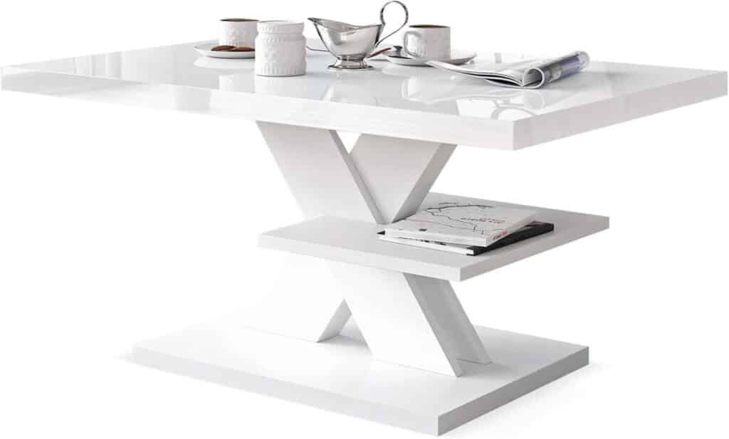 Avis sur la table basse Viosimc blanc laqué élégante et moderne