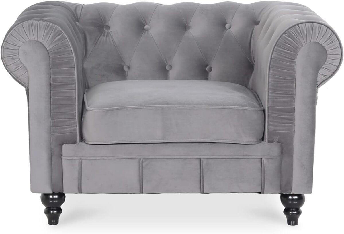Avis sur le fauteuil Chesterfield Altesse argent en velours