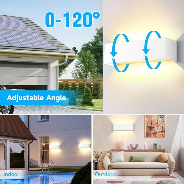 ledmo 4 Pack 30W Applique Murale Exterieur/Intérieure 3000K Applique Exterieur LED Blanc Éclairage Extérieur Réglable de Façade en Aluminium, Ip65 étanche [Classe énergétique F]