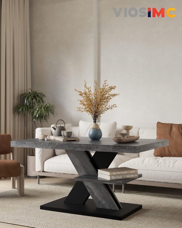 Viosimc Table Basse de Salon Moderne Gris foncé, Decor et la Couleur de l'acier, Table Centrale et élégante pour thé et Le café. Choix Parfait pour Les Meubles de Salon 90x60x45 cm