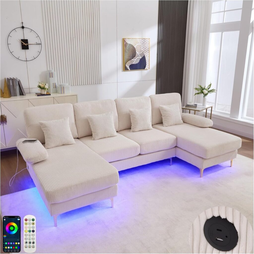 Test : canapé Sapgaks en U, éclairage LED et port USB+Type-C