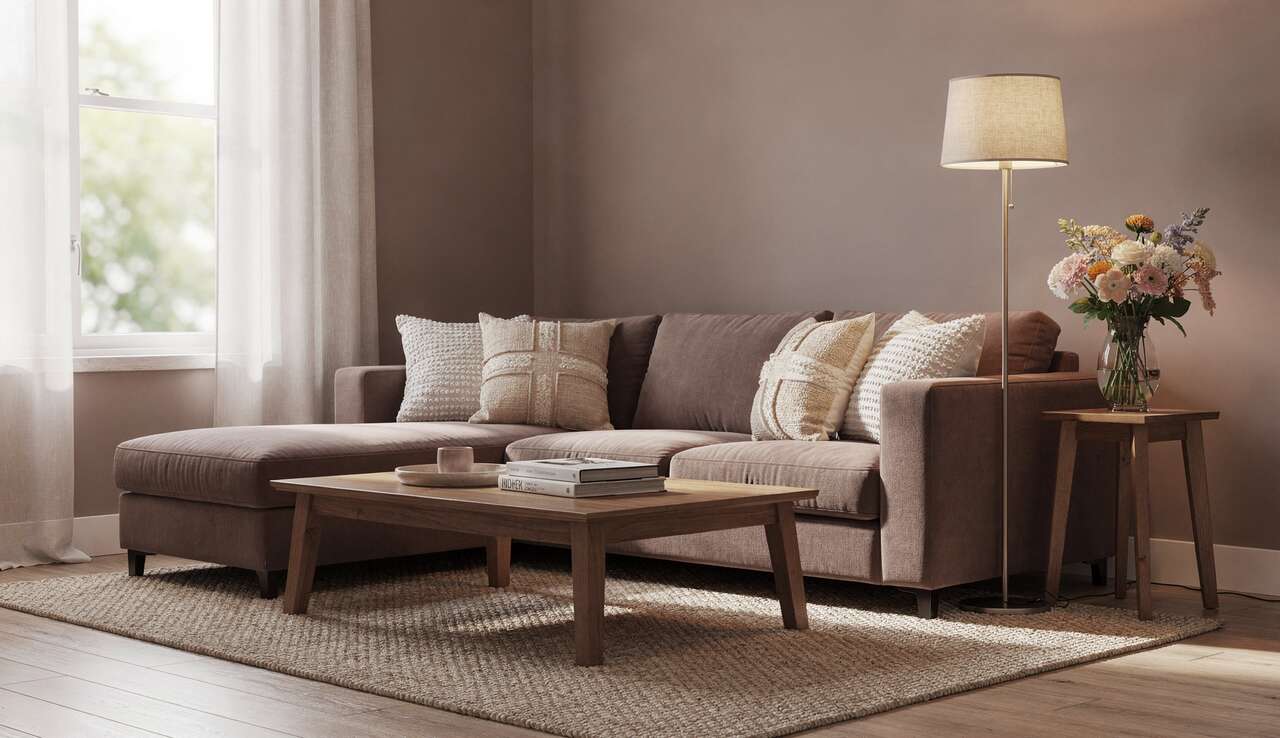 Couleur taupe dans le salon : cr&eacute;er une ambiance chaleureuse